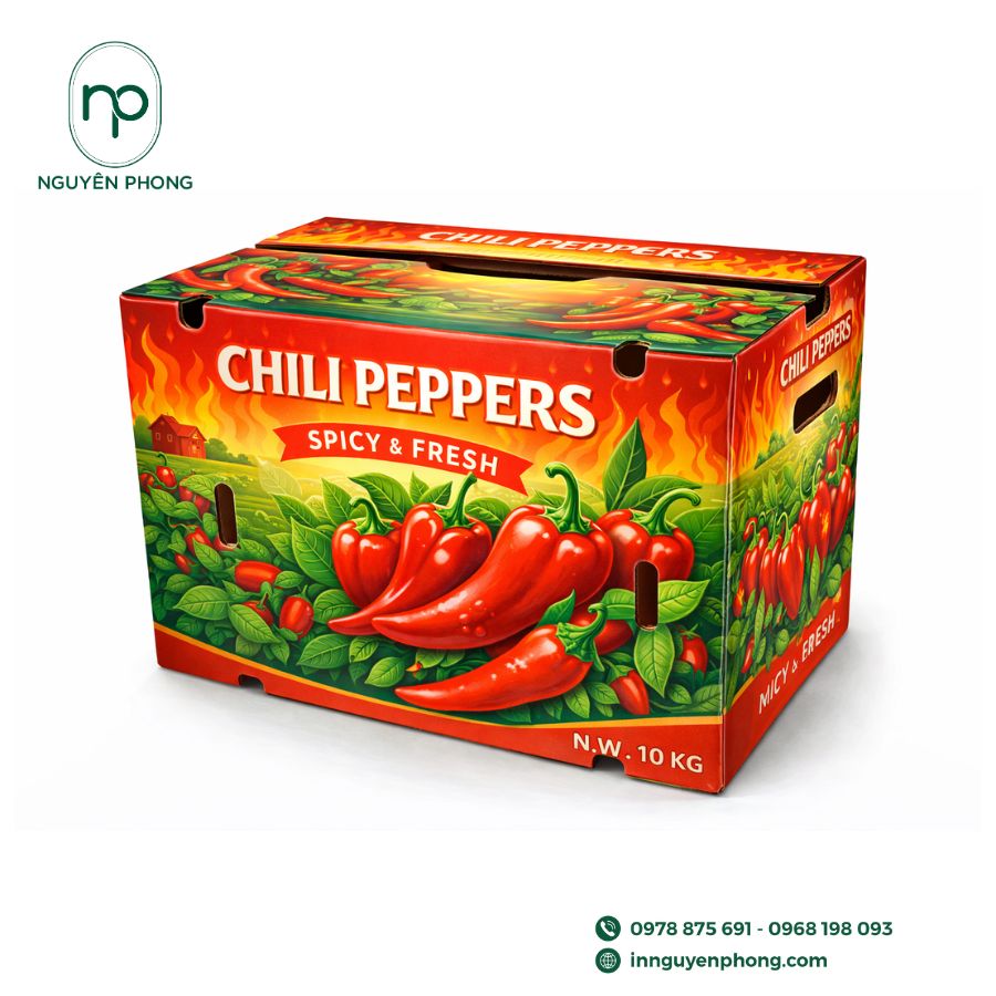 In thùng carton đựng ớt